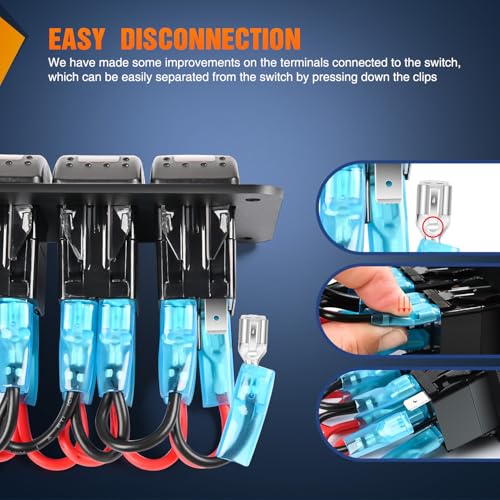 Nilight 4 Gang Rocker Switch Panel w/Purple LED Light 5Pin On Off Pre-Wired - color: Purple, size: 4 Gang