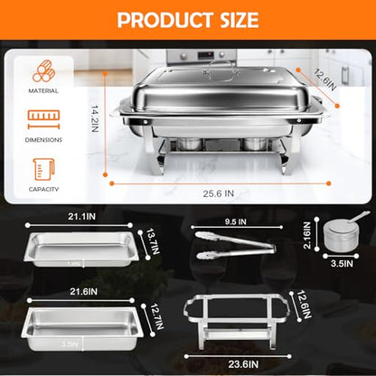 Also GO 2 Pack Stainless Steel Chafing Dish Buffet Set & 2 Serving Tongs - color: 2 Pack Full Size