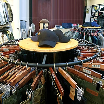 Commercial Grade Round Clothes Rack Floor Standing Rotatable Clothing Rack - color: Natural