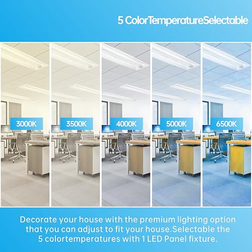 2x4 FT Center Basket LED Troffer Panel Light, 30/40/50/60/72W, 5 Color Options 3000K | 3500K|4000K | 5000K|6500K, Dimmable Drop Ceiling Lights, 9000 Lumens, Damp Rated, 120-277V, Premium (4 Pack)