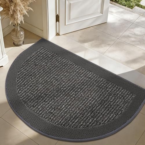 Dirt Trapper Door Mats 24" x 36", Non-Slip & Washable, Dark Grey - color: Dark Grey, size: 24" X 36" (Semicircular)