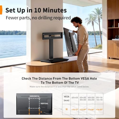 Perlegear Swivel TV Stand with Power Outlet for 32–72 inch TVs up to 99 lbs - size: 32-72 Inch
