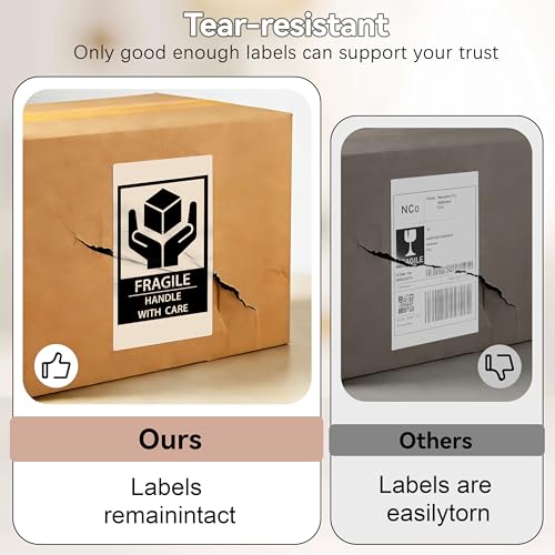 3x5 Inch Thermal Labels,Rectangle Sticker,1200PCS Water Proof Shipping Labels with Strong Adhesive,Compatible with Zebra & Rollo,for Moving Boxes,Inventory,4 Rolls of Light Brown - color: 4 Rolls of Light Brown
