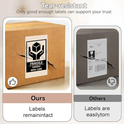 3x5 Inch Thermal Labels,Rectangle Sticker,1200PCS Water Proof Shipping Labels with Strong Adhesive,Compatible with Zebra & Rollo,for Moving Boxes,Inventory,4 Rolls of Light Brown - color: 4 Rolls of Light Brown