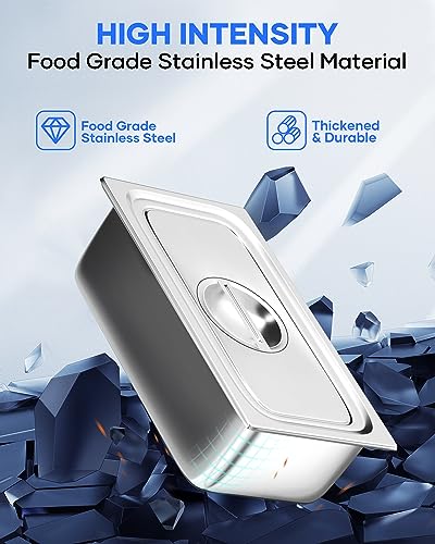 WantJoin Stainless Steel Steam Table Hotel Pan Set 1/3 Size 6 Inches 6pcs - color: 6" Deep, size: 1/3 Size Thickened