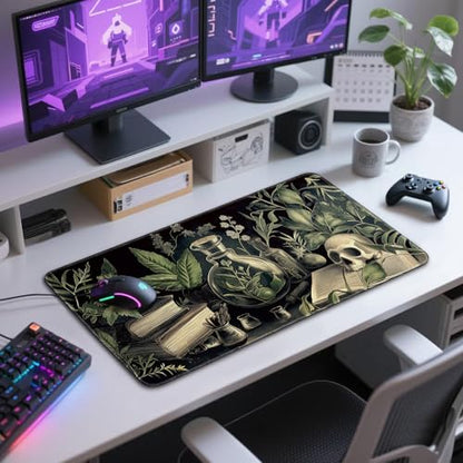 Gothic Dark Botanical Large Gaming Mouse Pad Desk Mat 31.5"x15.7" - color: Gothic Dark Botanical