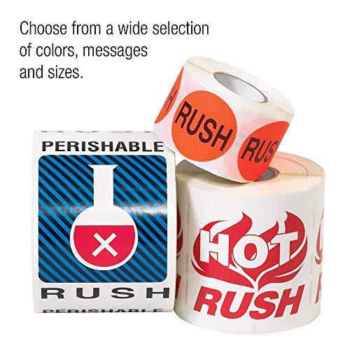 Tape Logic Aviditi Tape Logic 4" x 6","Perishable Rush" Multiple Warning Sticker, for Shipping, Handling, and Packing (1 Roll of 500 Labels)