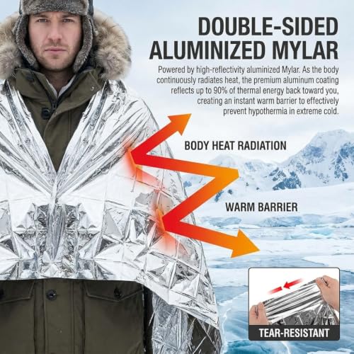 K Kingstar Emergency Blankets 120 Packs, 84" L x 52" W, Survival Gear for Family & Homeless Emergency Warmth, Bulk Survival Reusable Mylar Thermal Blankets for Car Kits, Bug Out Bags & First Aid - size: 84" L x 52" W