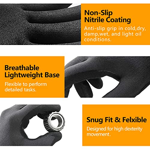 NEOTRIL Safety Work Gloves MicroFoam Nitrile Coated-3/6/12/36 Pairs,Breathable Nylon Working Gloves for Men Women - color: 3 Pairs/ Grey