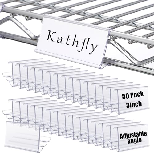 Kathfly 50 Pack Wire Shelf Label Holder 3" Adjustable Shelf Cable Tags - size: 3"