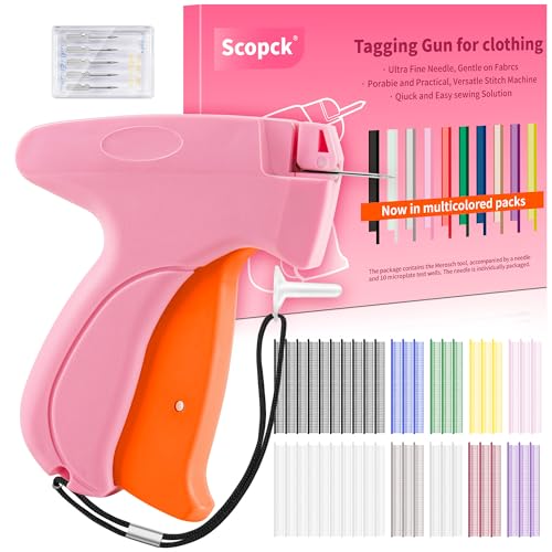 Stitch Gun for Clothes - Handheld Stitch Gun Quick Clothing Fixer - Tagging Gun - Includes 6 Needle, 1000 Black Fasteners & 1001 White Fasteners - color: ORANGE-PINK