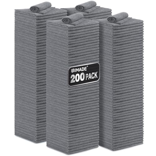 UNIMADE Microfiber Cleaning Cloth, 200 Pack Microfiber Towels for Cars - color: Grey, size: 200pk
