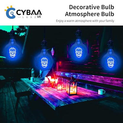 2W LED Decorative Globe Light, Soothing Filament Bulb, G125 120V - color: Skull-down-bulb Only