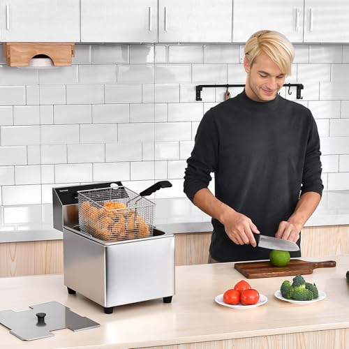 Commercial Deep Fryer with Basket, 14QT 1700W Electric Fryer for Home Use - size: 8L