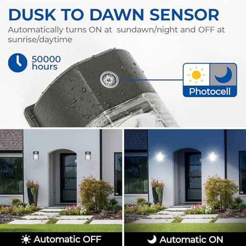 CINOTON 26W LED Wall Pack Light with Dusk to Dawn Sensor 5000k Bronze 4Pack - color: Bronze, size: 4 Pack-5000k