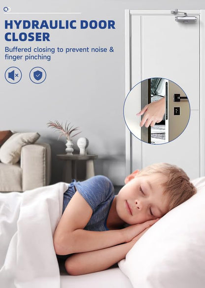 Automatic Door Closer Medium Size for Home & Commercial, Heavy Duty No Slam Mechanism, Silver - size: Medium, style: Silver