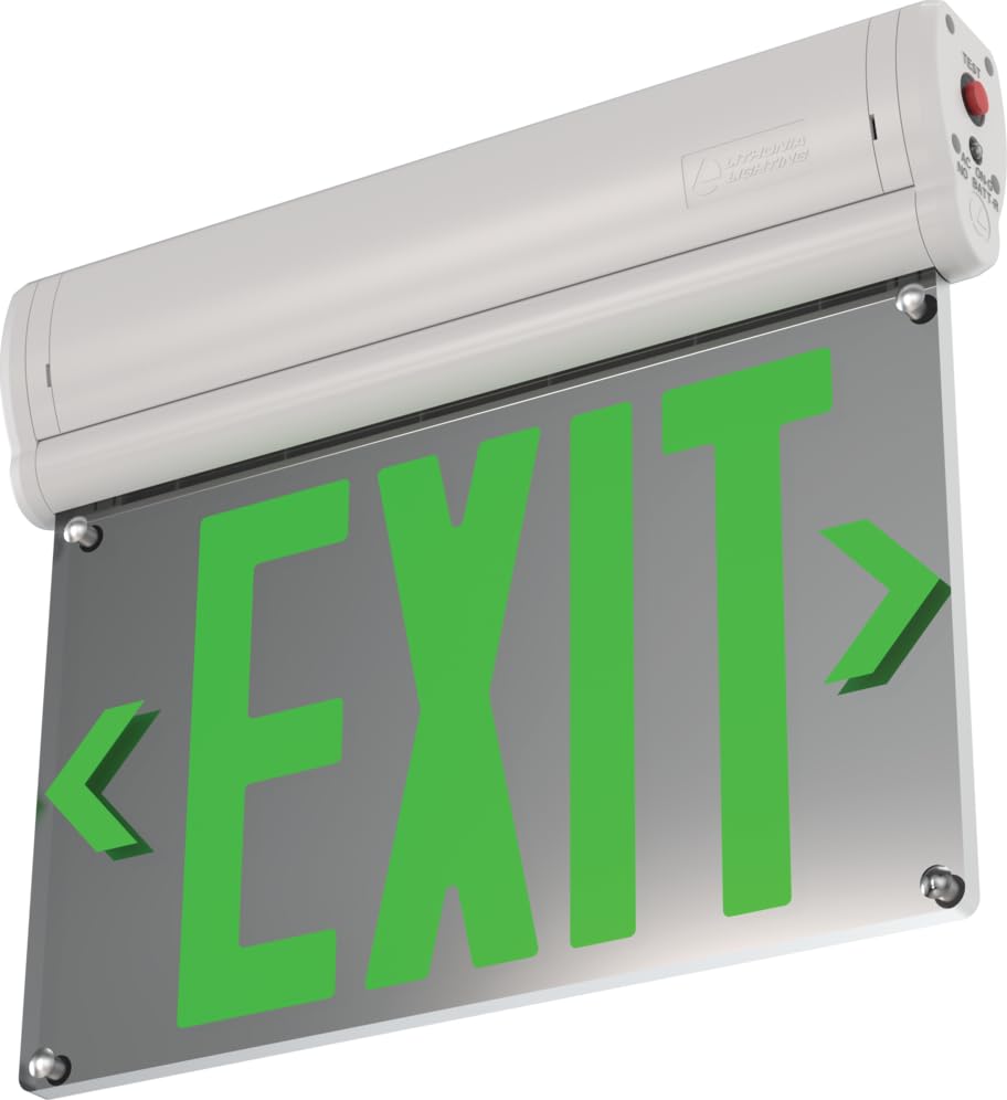 Lithonia Lighting Basics Edge-lit LED Exit Sign with Green Letters, Universal Mount Emergency Exit Only Sign, Ni-Cad Battery Backup (BE W G UM M2) - size: 1-Pack | Green Letters, style: Universal Mount