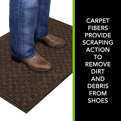 Apache Mills Textures Blocks 2' x 3' Non Slip Weather and Stain Resistant Entrance Door Mat, Walnut - color: Walnut, size: 2' x 3' (Rectangular), style: Blocks