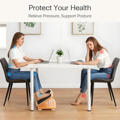 StrongTek Wooden Desk Foot Rest, Adjustable 3 Heights, Non-Slip, Under Desk