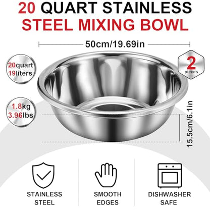 FillTouch 2 Pack Large Mixing Bowl Oversized, 20 Qt - size: 20 Qt