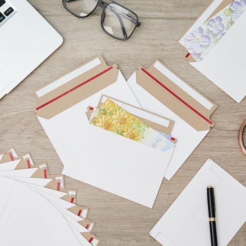 Affrolling 200 Pcs 6.5 x 4.5 Inch Rigid Photo Mailers Cardboard, White - color: White, size: 6.5 x 4.5 inch