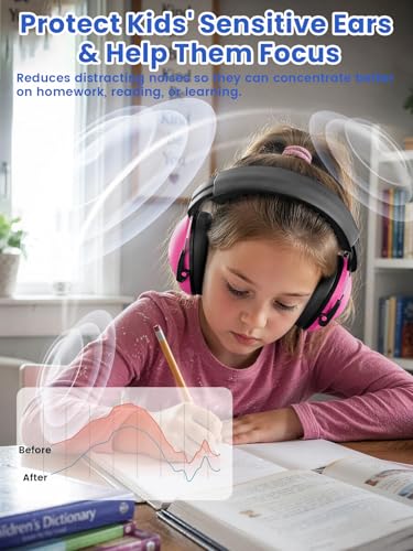 Dr.meter Ear Muffs for Noise Reduction Kids Noise Cancelling Headphones - color: Rose