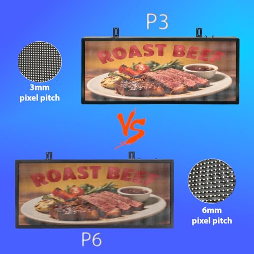 P6 ‌Programmable Scrolling LED Sign 40"x17", IP65 Waterproof Programmable Digital Sign, Supports Text/Image/Video for Restaurants & Retail Stores - size: P6 40''×17'' Outdoor& Indoor