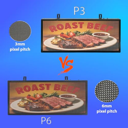 P6 ‌Programmable Scrolling LED Sign 40"x17", IP65 Waterproof Programmable Digital Sign, Supports Text/Image/Video for Restaurants & Retail Stores - size: P6 40''×17'' Outdoor& Indoor