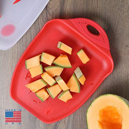 Dexas Chop & Scoop Cutting Board, 9.5 x 13 Inch, Solid Red, BPA-Free Dishwasher Safe Kitchen Prep Board with Handle - color: Red, size: 13"L x 9.5"W