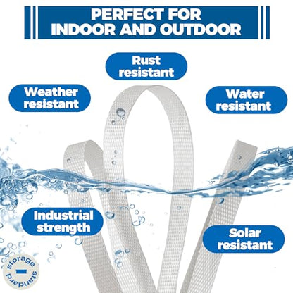 Heavy Duty Woven Cord Flat Rope - 1000ft x ½” Roll - Banding & Pallet Strapping Kit - Includes Virgin Polyester Strapping Roll & Self-Dispensing Box