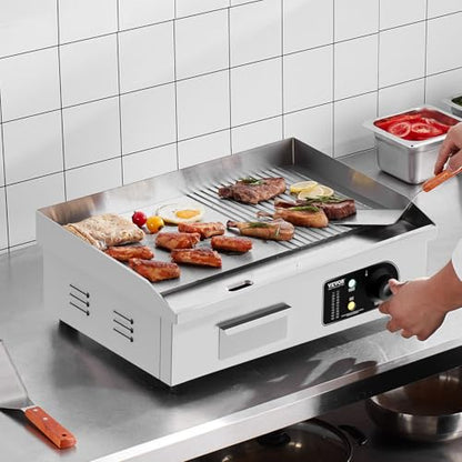 VEVOR Commercial Electric Griddle, Countertop 22" Half Flat Top Griddle - size: 21.4"