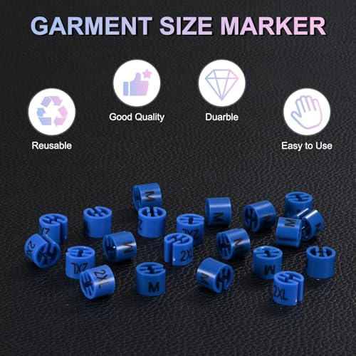 M METERXITY 100-Pack Clothes Hanger Markers, Plastic m Size Tag Garment Color Coded Size Clips Fit 3mm-5mm Rod for Clothing/Wire Hangers, Colored Coding Marker [Blue] - color: Blue, size: Medium