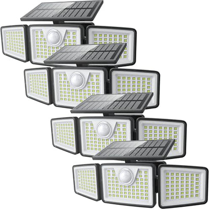 daphino 2500LM Solar Lights, Motion Sensor Outdoor Lights, 3-Head, 4 Pack - size: 3Head-Remote-4 Pcs