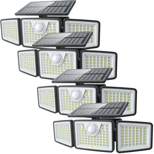 daphino 2500LM Solar Lights, Motion Sensor Outdoor Lights, 3-Head, 4 Pack - size: 3Head-Remote-4 Pcs