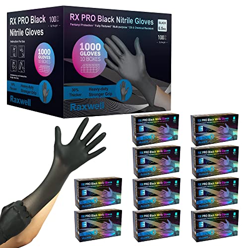 Raxwell Disposable Nitrile Gloves, Food Grade, Latex & Powder Free, Black - size: Medium, style: 1000 Count