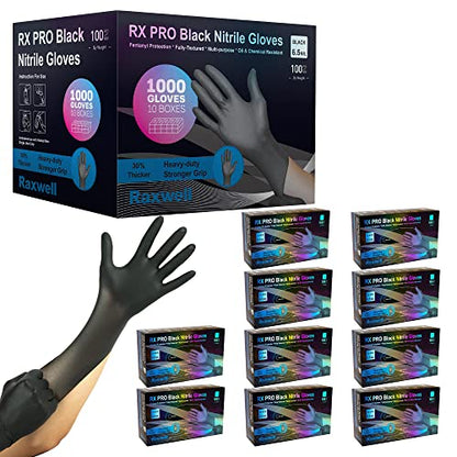 Raxwell Disposable Nitrile Gloves, Food Grade, Latex & Powder Free, Black - size: Large, style: 1000 Count