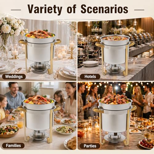 7.4QT Soup Chafer, Stainless Steel Round Soup Warmer with Lid & Fuel Holder, Commercial Soup Pot Chafing Dishes for Catering, Parties, Buffet, Banquets, Events - color: Silver, size: 7.4Qt