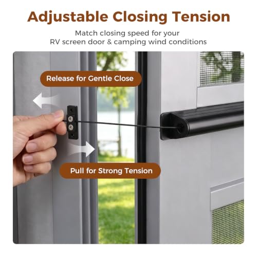 RV Screen Door Closer, Adjustable Tension, 17-Inch Aluminum