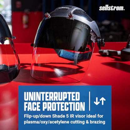 Sellstrom DP4 Anti-Fog Clear Tint Face Shield & Flip-Up IR Visor ANSI Z87.1 - style: Shade 5 Infrared Visor