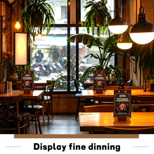 Sliner 6 Pcs 4 x 6 Inches Acrylic Sign Holders with Walnut Wood Base Clear Acrylic Frame Display Stand Table Stand for Menu Poster Flyer Restaurant Office Coffee Shop Store Bar - size: 4 x 6 Inches
