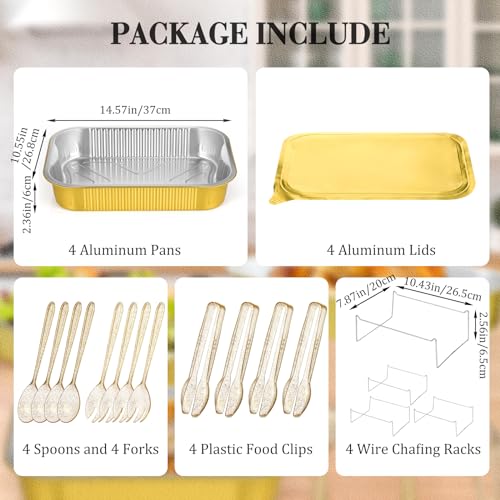 Maxcheck 4 Sets Disposable Chafing Dishes Buffet Set, Large - size: Large