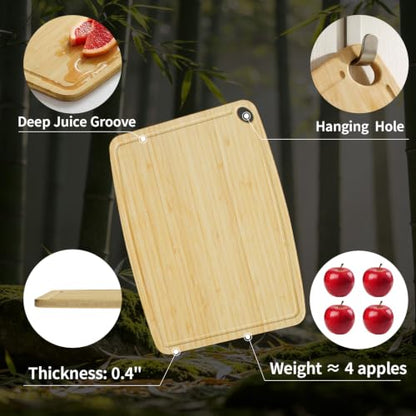 Dishwasher Safe Cutting Board,Bamboo Cutting Board with Juice Groove - color: Natural, size: Large (15.3"L x 11.6"W)