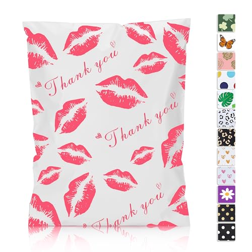 JinRuiKJ Thank You Poly Mailer 6x9 100 Pack, Red Lips Design - color: Red Lip, size: 6x9'' - 100 Pack