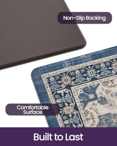 DEXI Kitchen Floor Mats Cushioned Anti Fatigue Runner Rug 23x86 Blue - color: Blue, size: 87"L x 24"W x 0.4"Th