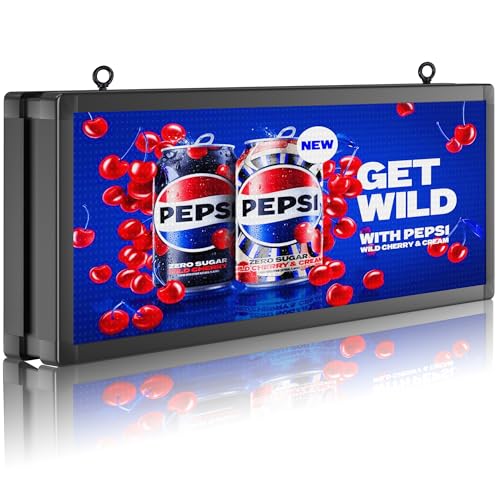 P10 39"x14" Double-Sides LED Advertising Sign Outdoor Digital Billboard with High Brightness, WiFi Programmable for Stores, HD Image/Text Display, Weatherproof & Energy Efficient - size: 39''x14''