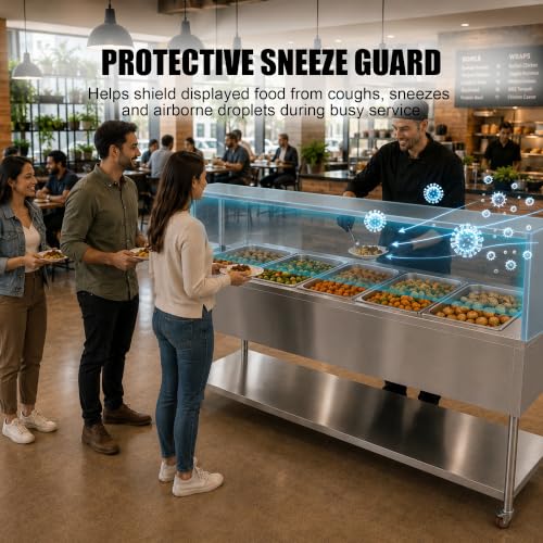 Steam Table, Commercial Food Warmer, 100QT 5-Pan, Dry Heat, Removable Work Table, Shield, 5 Independent Temperature Controls & Even Warming, 110V–120V, Undershelf & Locking Wheels - size: Dry Heat --100QT (110-120V)