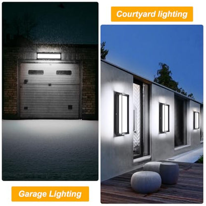 Sytmhoe LED Square Outdoor Wall Lights 2 Packs, 16inch 6000K 10%-100% Dimmable Exterior Wall Light Aluminum Body Waterproof IP65 led Porch Light for House Patio Garage Garden - size: 16in