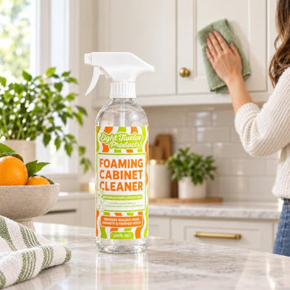 812 Foaming Cabinet Cleaner – Kitchen & Countertop Degreaser Removes Grease, Grime & Buildup from Painted Cabinets, Finished Wood & Backsplashes | No Wax or Residue | Made in America | 24oz