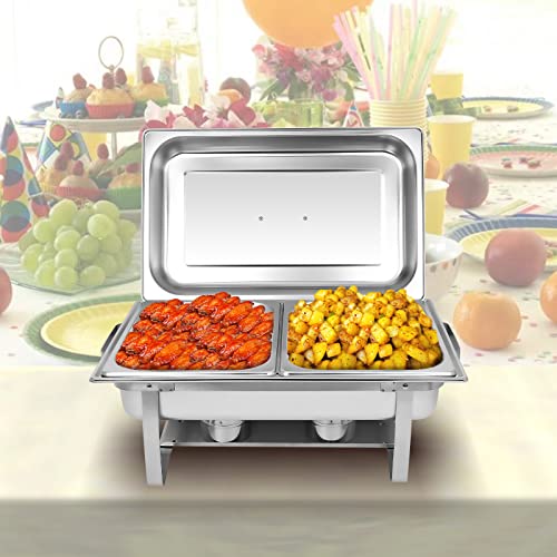 Food Warmers For Parties [2 Pack] 8QT Stainless Steel Chafing Dish Buffet Set,Party Wedding Event Warming Trays For Food With 1*Full Tray+2*Half Trays - size: Model 2