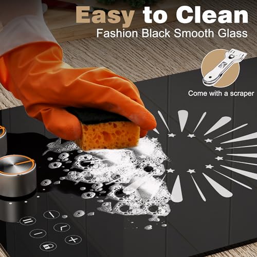 Karinear 2 Burners Electric Cooktop, 12 Inch Electric Stove 110v Plug in - color: BlackSliver 12 inch